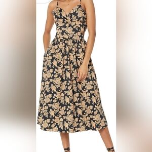 The Drop -Strappy Cross-Front Smocked-Back Midi Dress(M) NWT